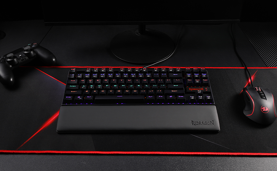 Redragon P036 Meteor M Keyboard Wrist Rest Pad Soft Memory Foam w/ Anti-Slip Rubber Base For 80% 87 Keys Compact Size